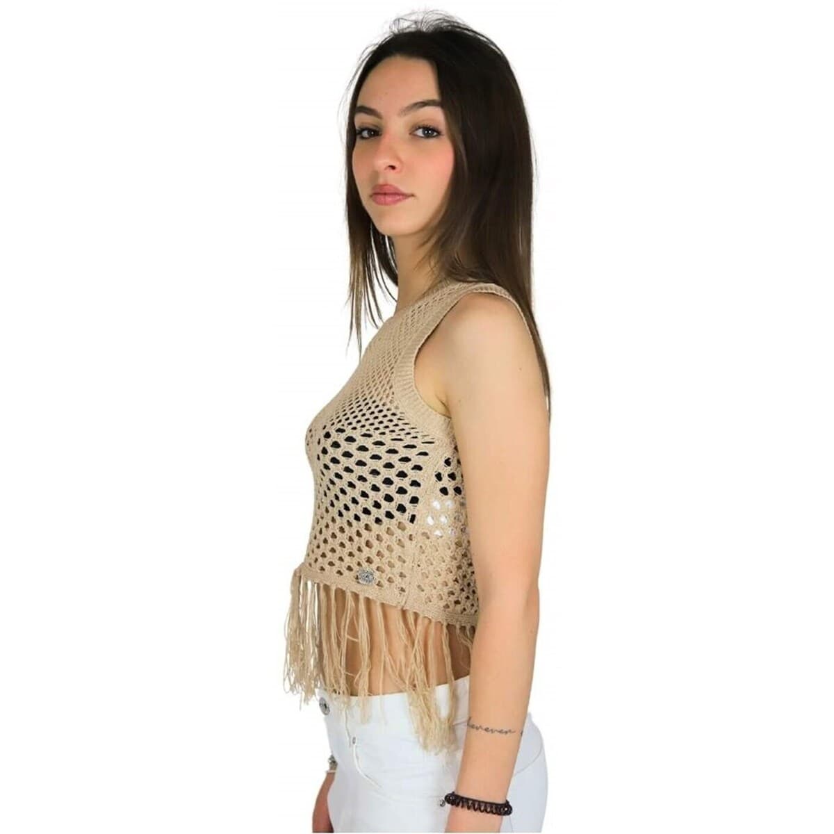 Women's Sleeveless Tops Take Two Beige