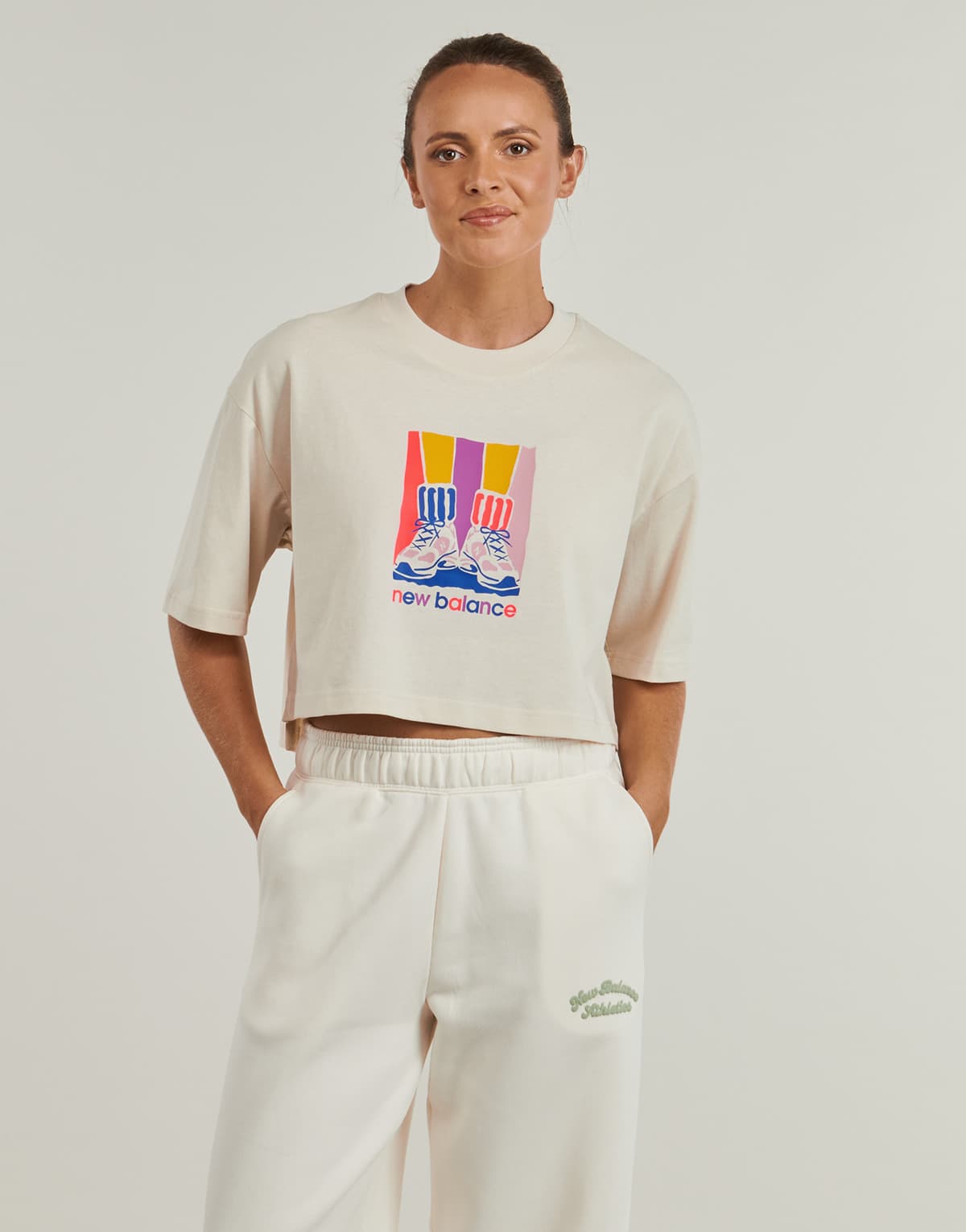 Women's Sports T-Shirts New Balance Beige