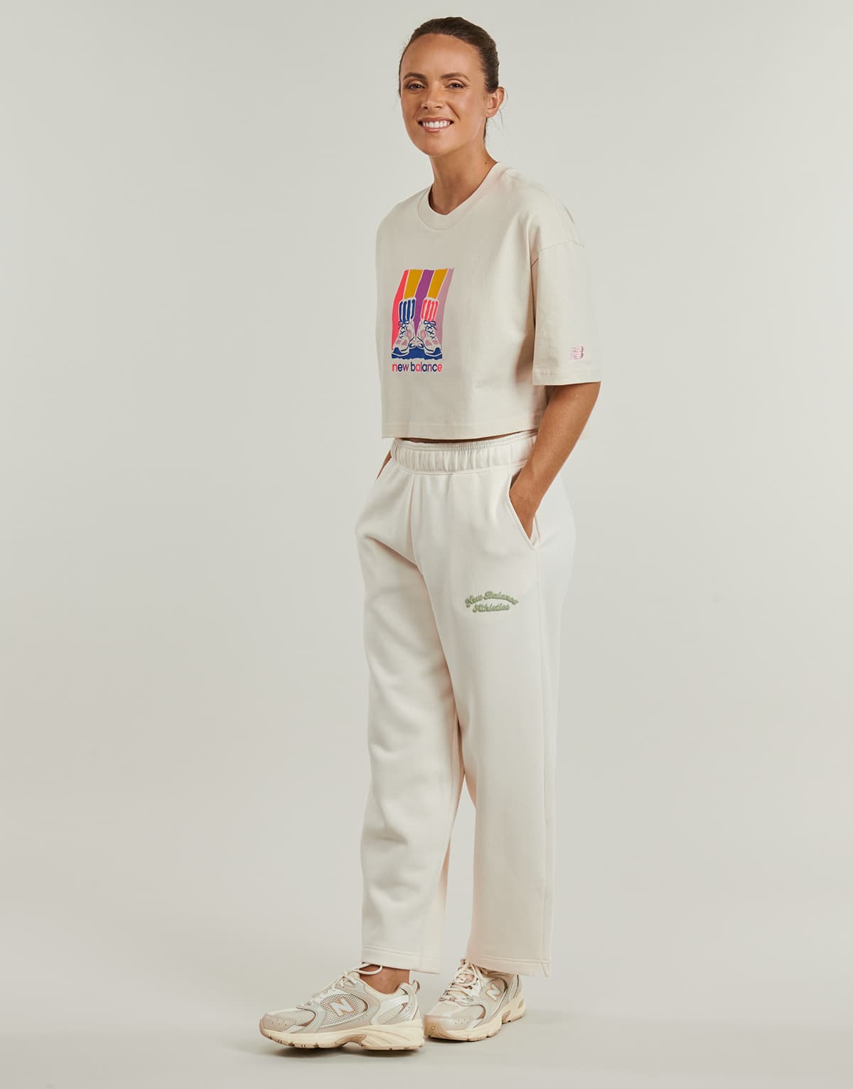 Women's Sports T-Shirts New Balance Beige