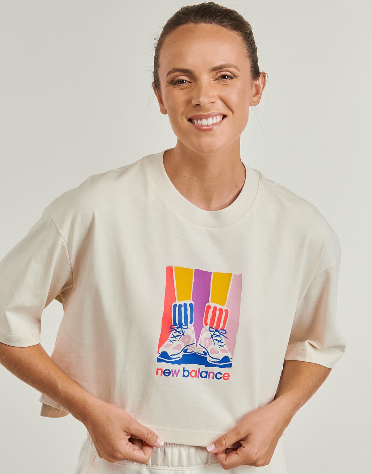 Women's Sports T-Shirts New Balance Beige