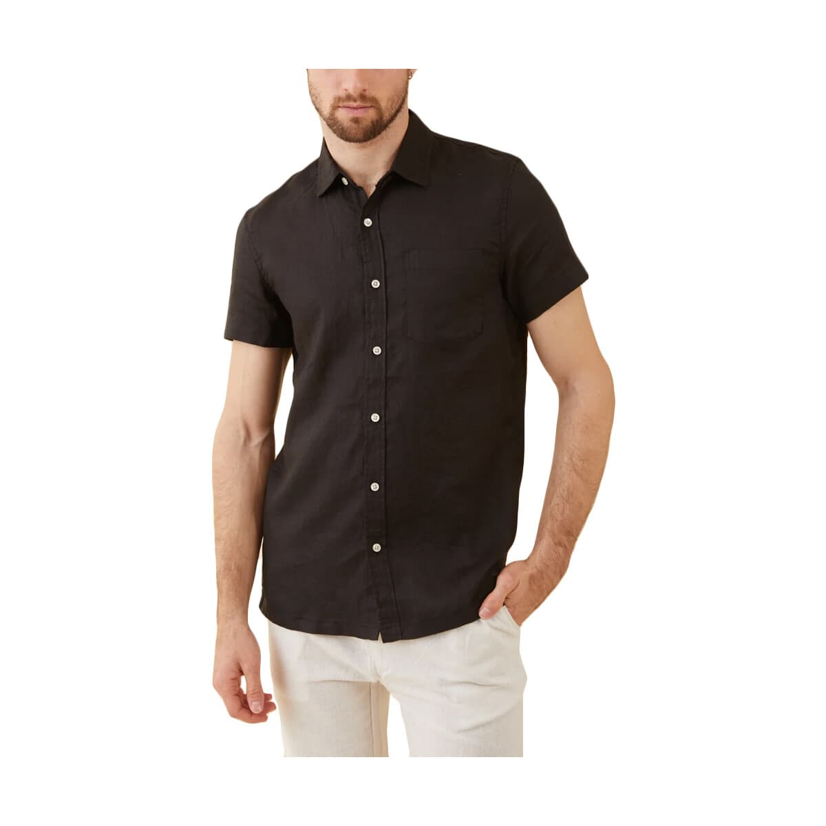 Πουκάμισο με μακριά μανίκια Scotch & Soda CORE LINEN SHORTSLEEVE SHIRT MEN SCOTCH SODA