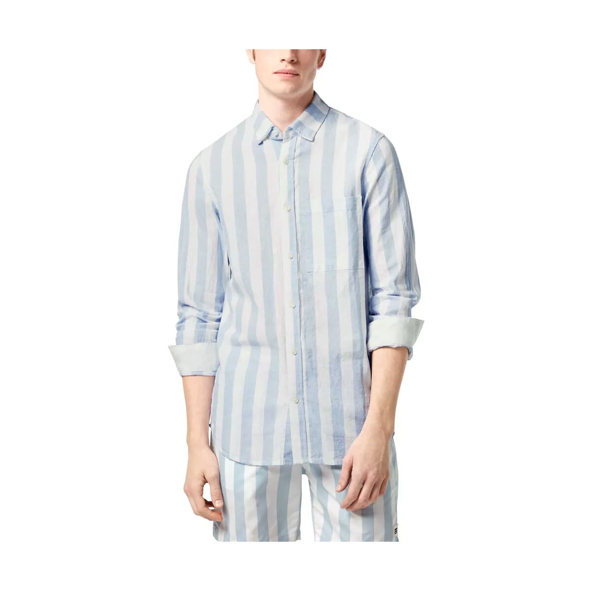 Πουκάμισο με μακριά μανίκια Scotch & Soda LINEN STRIPED LONGSLEEVE REGULAR FIT SHIRT MEN SCOTCH SODA