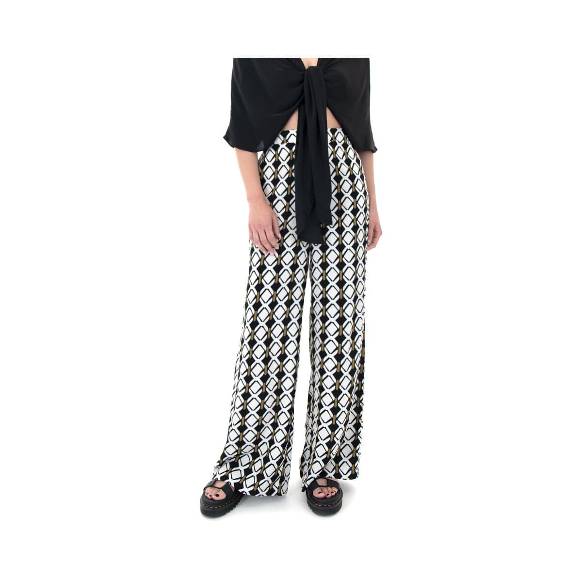 Παντελόνια Moutaki ELASTIC HIGH WAIST WIDE LEG PANTS WOMEN