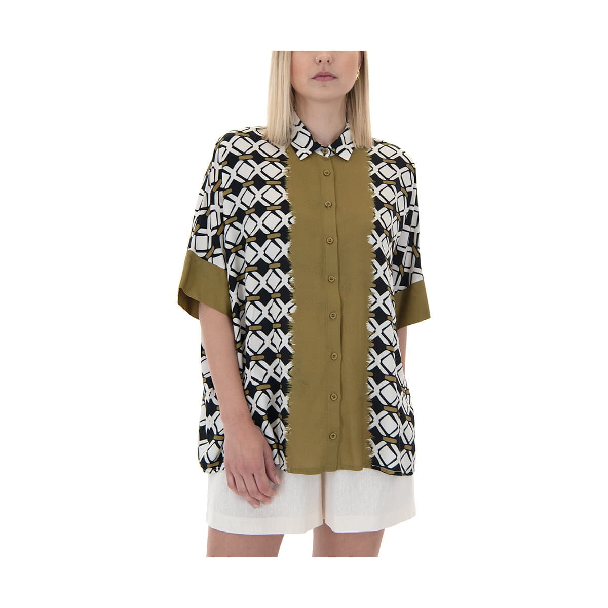 Πουκάμισα Moutaki PRINTED SHORTSLEEVE OVERSIZE FIT SHIRT WOMEN