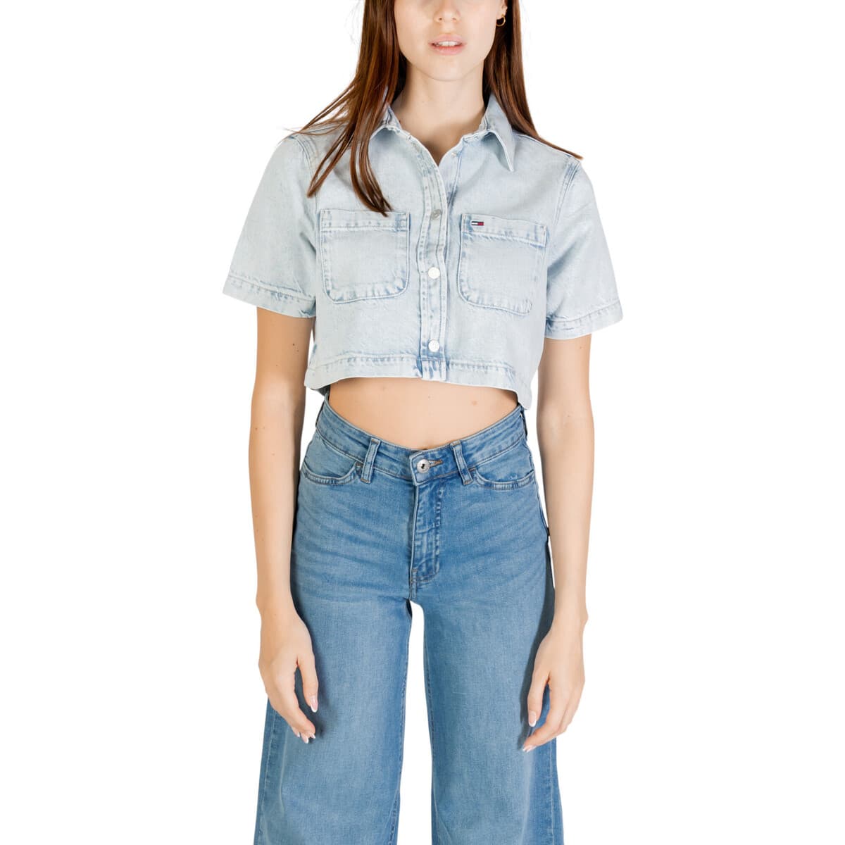 Πουκάμισα Tommy Hilfiger CROPPED SS SHIRT CI6 DW0DW21072