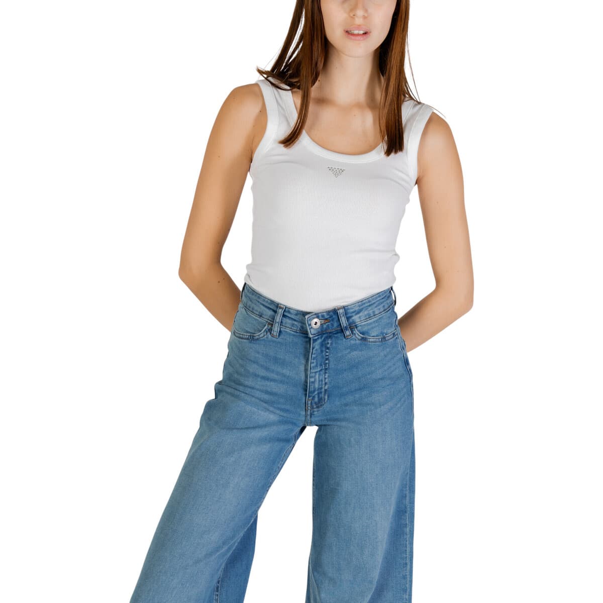 Women's Sleeveless Tops Guess White