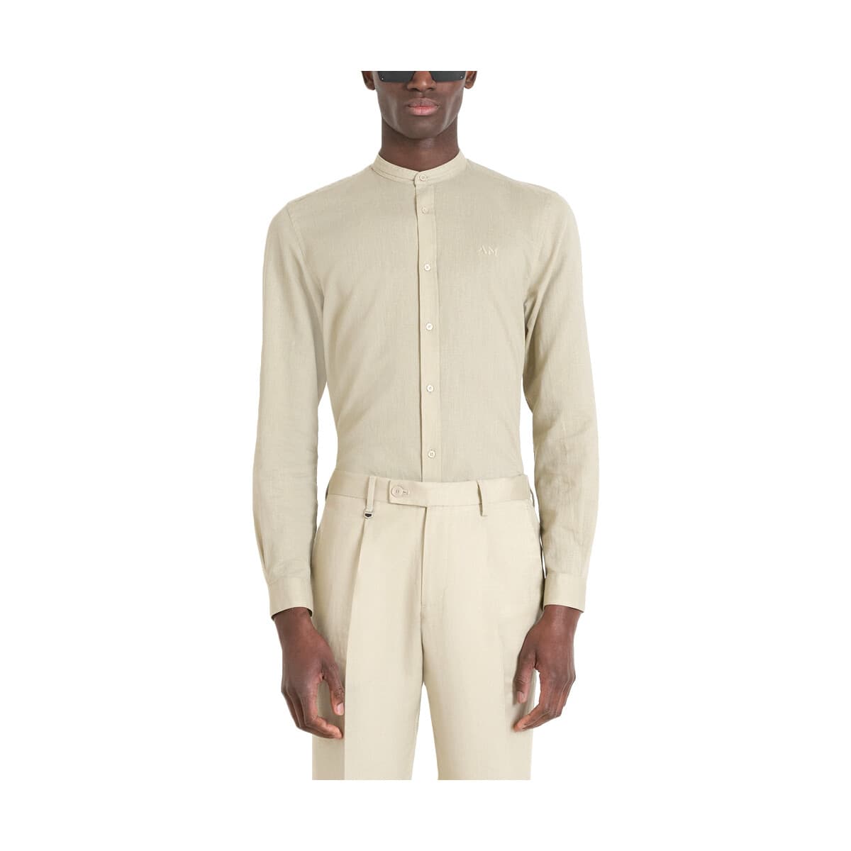 Πουκάμισο με μακριά μανίκια Antony Morato TOLEDO LINEN MAO COLLAR SLIM FIT SHIRT MEN