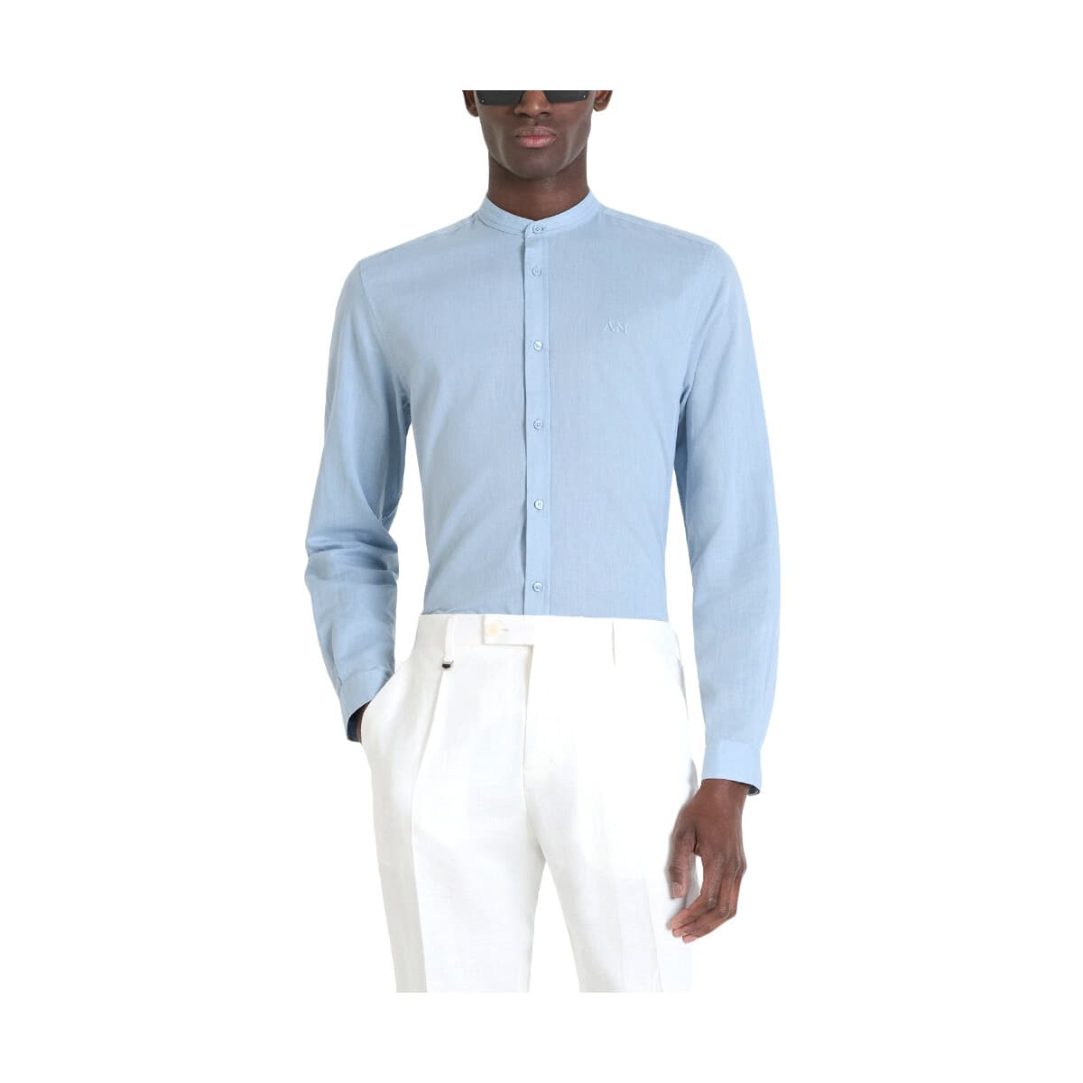 Πουκάμισο με μακριά μανίκια Antony Morato TOLEDO LINEN MAO COLLAR SLIM FIT SHIRT MEN