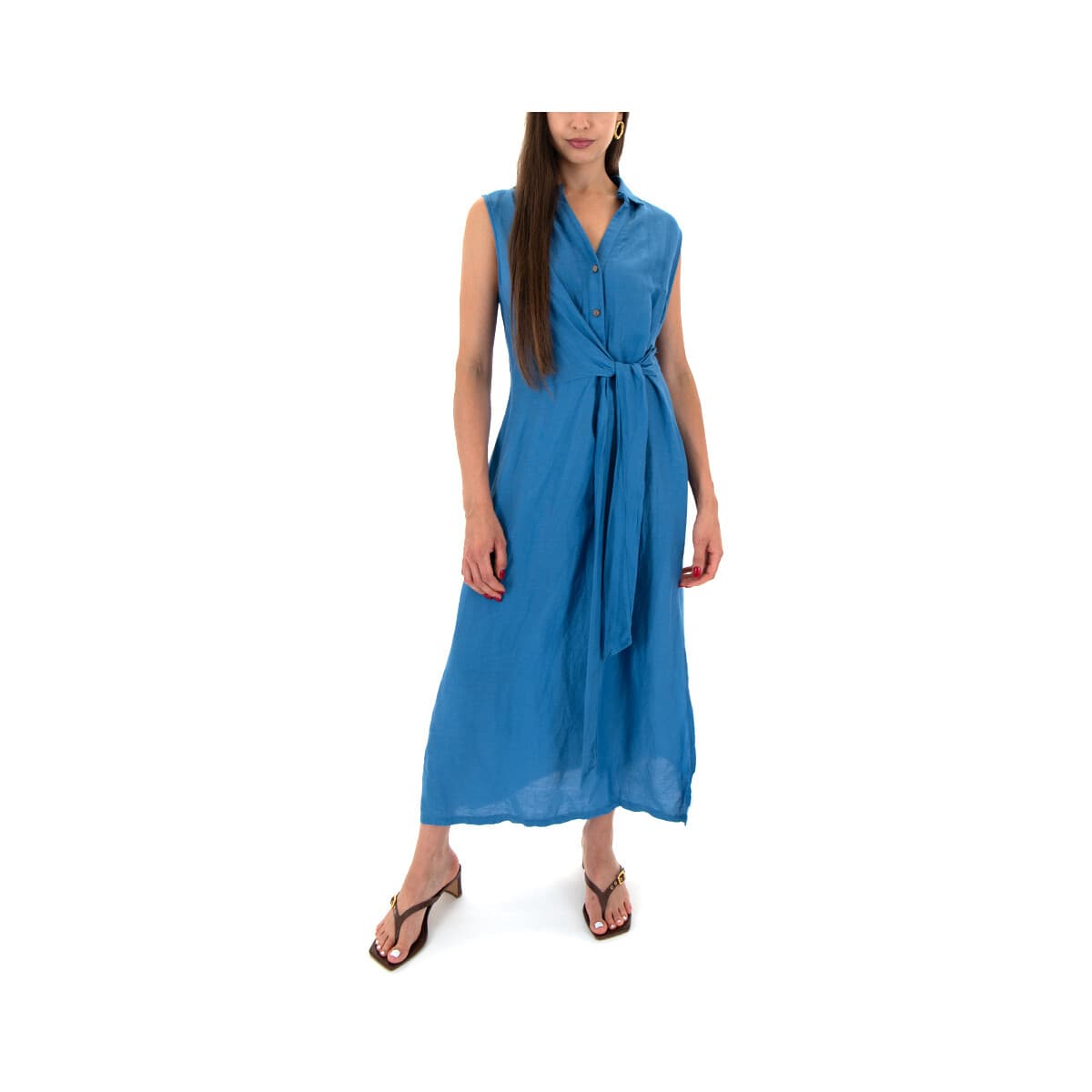 Φορέματα Namaste JOURNEE SLEEVELESS WRAP MIDI SHIRT DRESS WOMEN