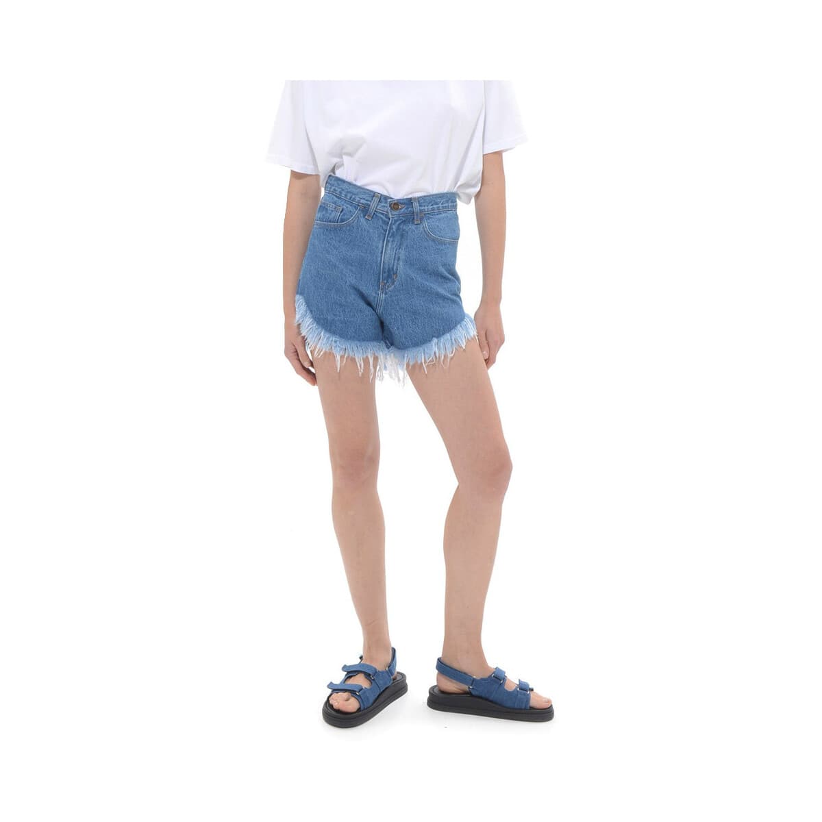 Shorts & Βερμούδες Sac N Co TULUM DENIM FRINGES REGULAR FIT SHORTS WOMEN SAC CO