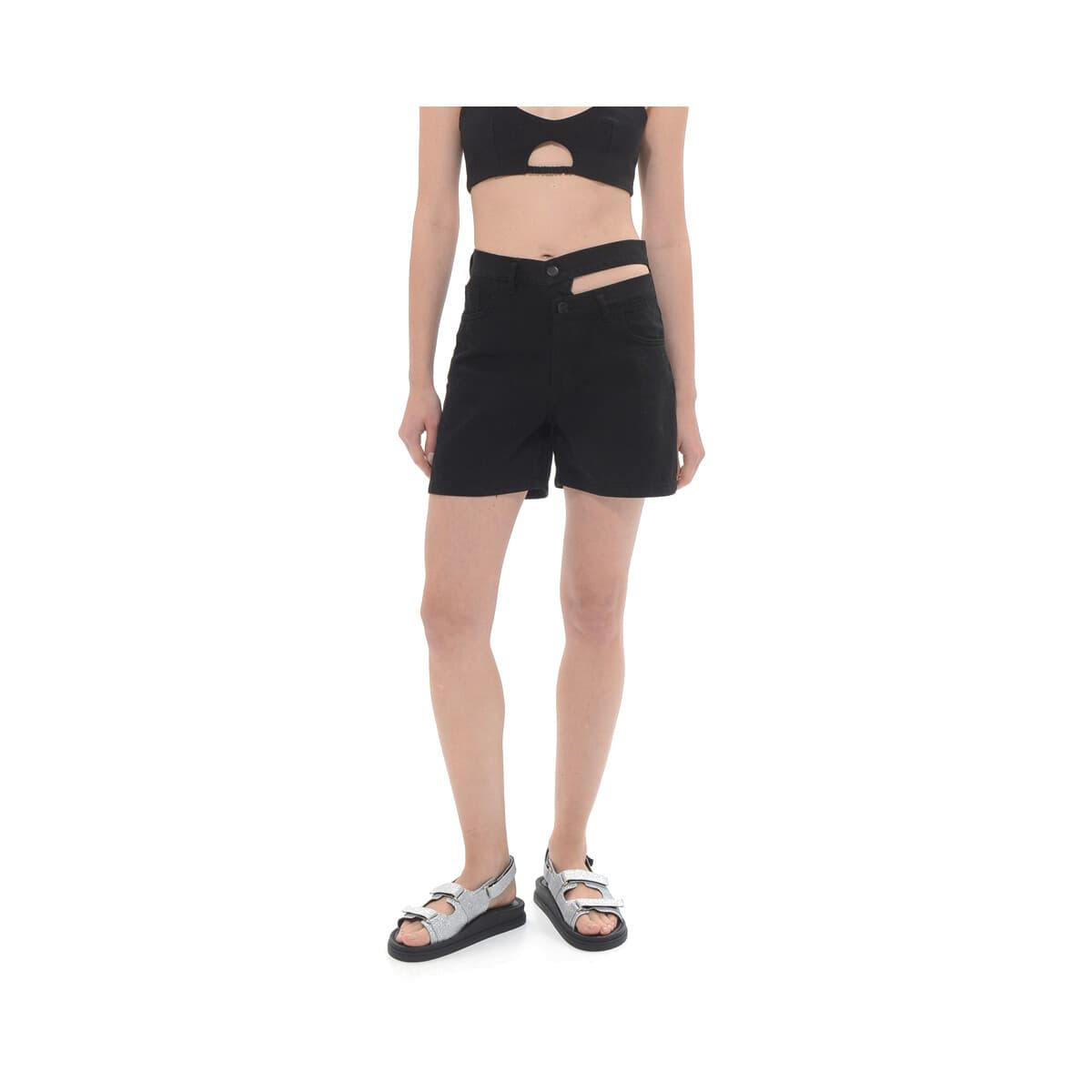 Shorts & Βερμούδες Sac N Co BRENDA DENIM DOUBLE BELT COMFORT FIT SHORTS WOMEN SAC CO