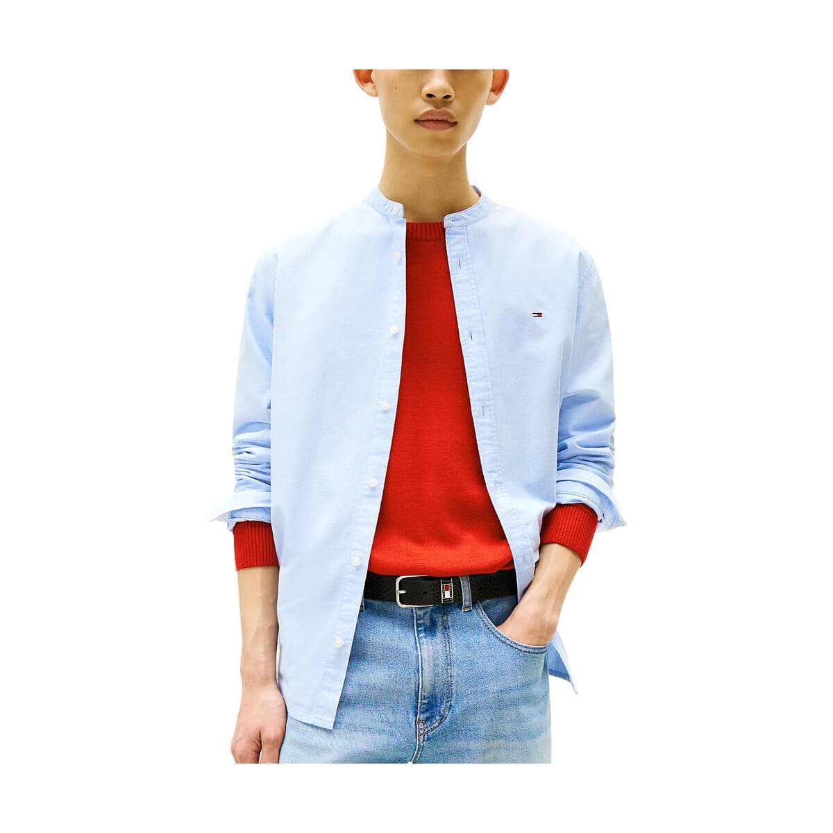 Πουκάμισο με μακριά μανίκια Tommy Hilfiger TOMMY JEANS ESSENTIAL BAND COLLAR REGULAR FIT SHIRT MEN