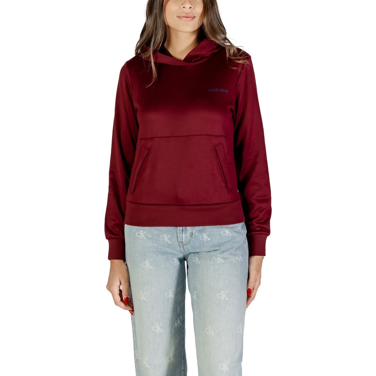 T-shirt με κουκούλα Calvin Klein Jeans LS HGH SHN FRNCH TRR LV144C223G