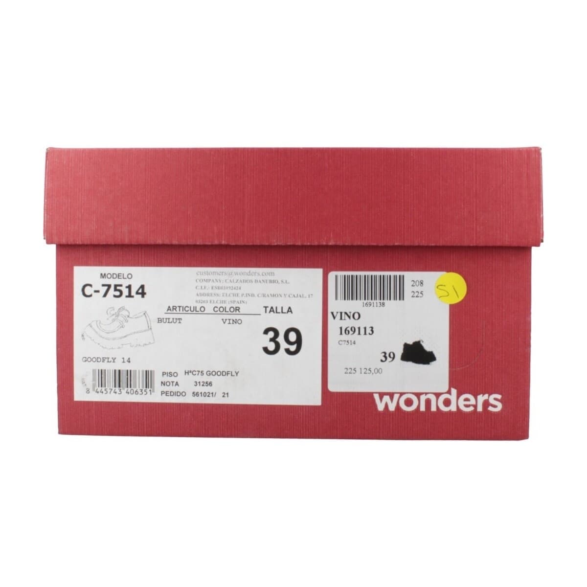 Women's Derby Shoes Wonders Bordeaux