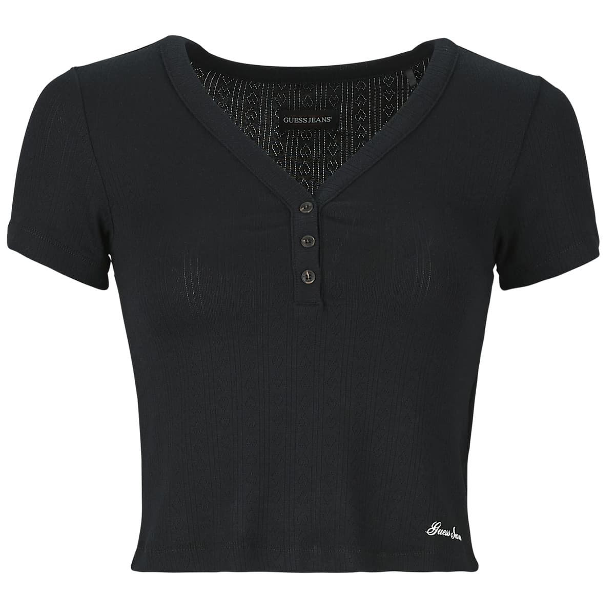 T-shirt με κοντά μανίκια Guess GJ POINTELLE SS HENLEY