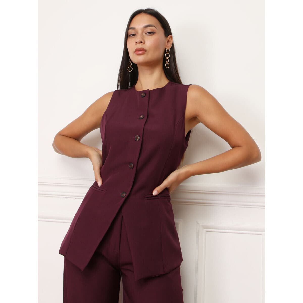 Women's Vests La Modeuse Bordeaux