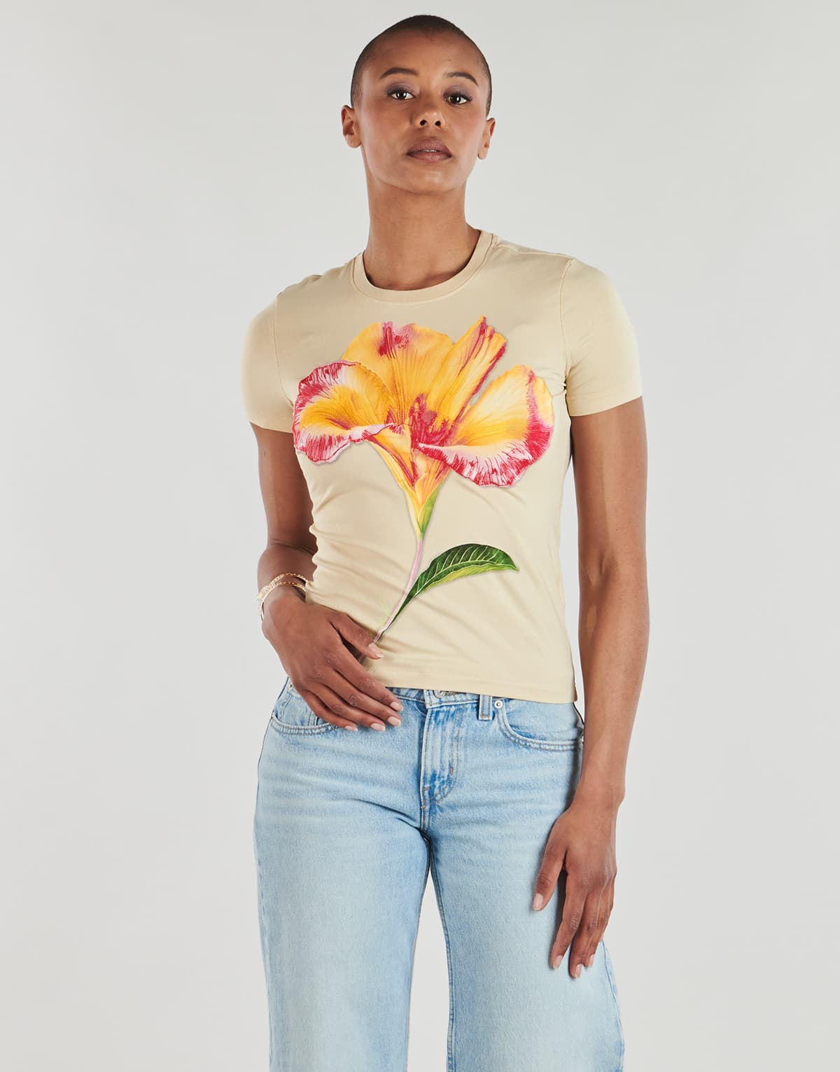 Women's T-Shirts Desigual Beige