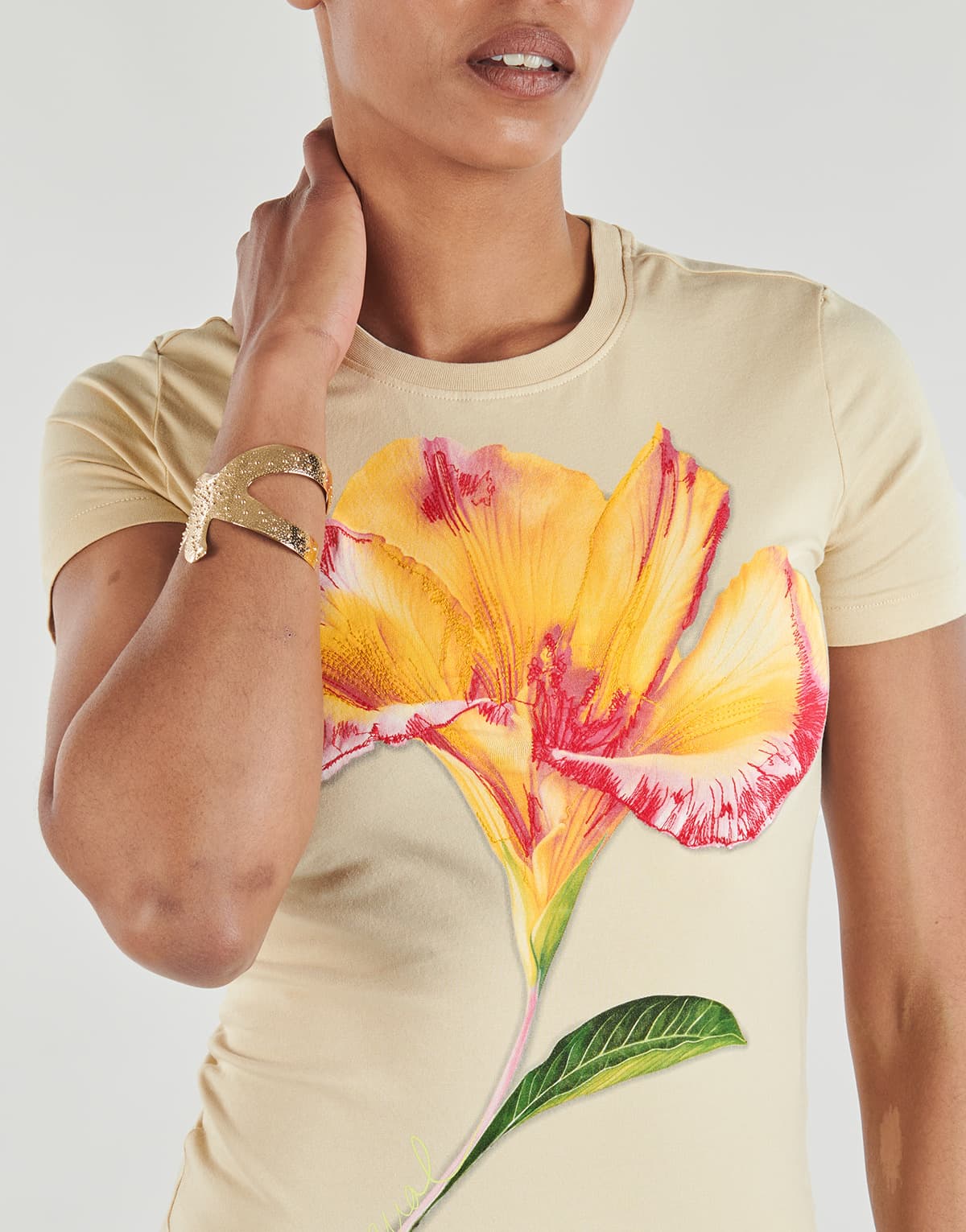 Women's T-Shirts Desigual Beige