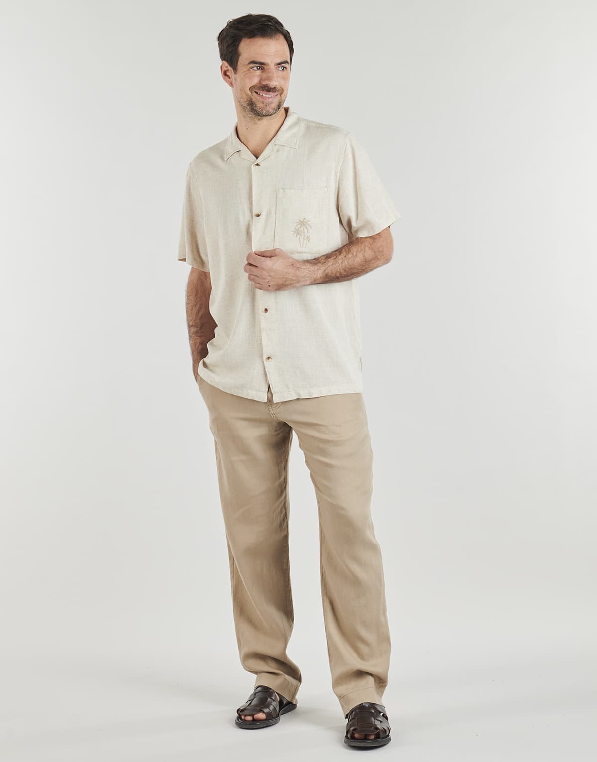 Jeremy Linen Straight Pants Men Selected
