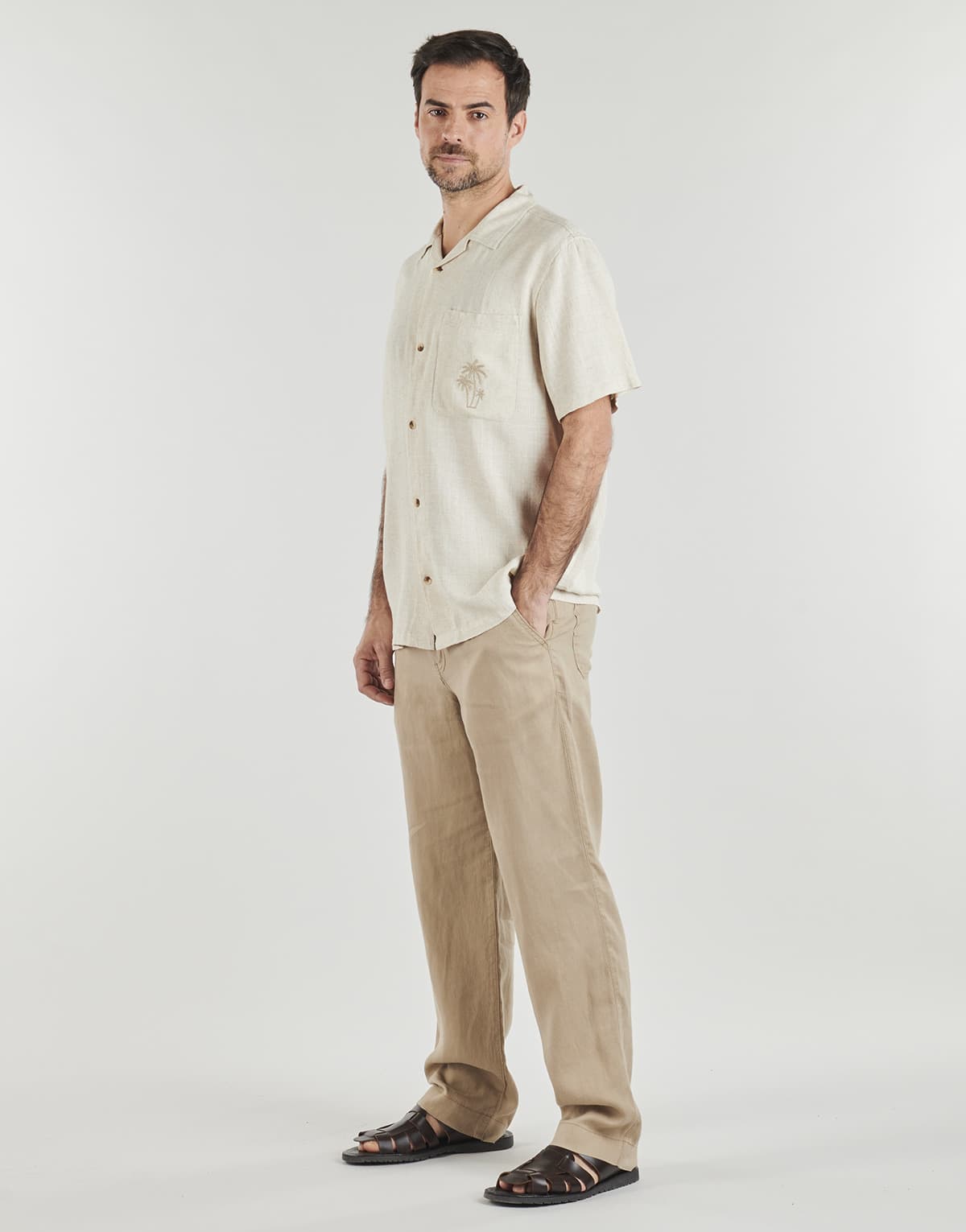 Jeremy Linen Straight Pants Men Selected