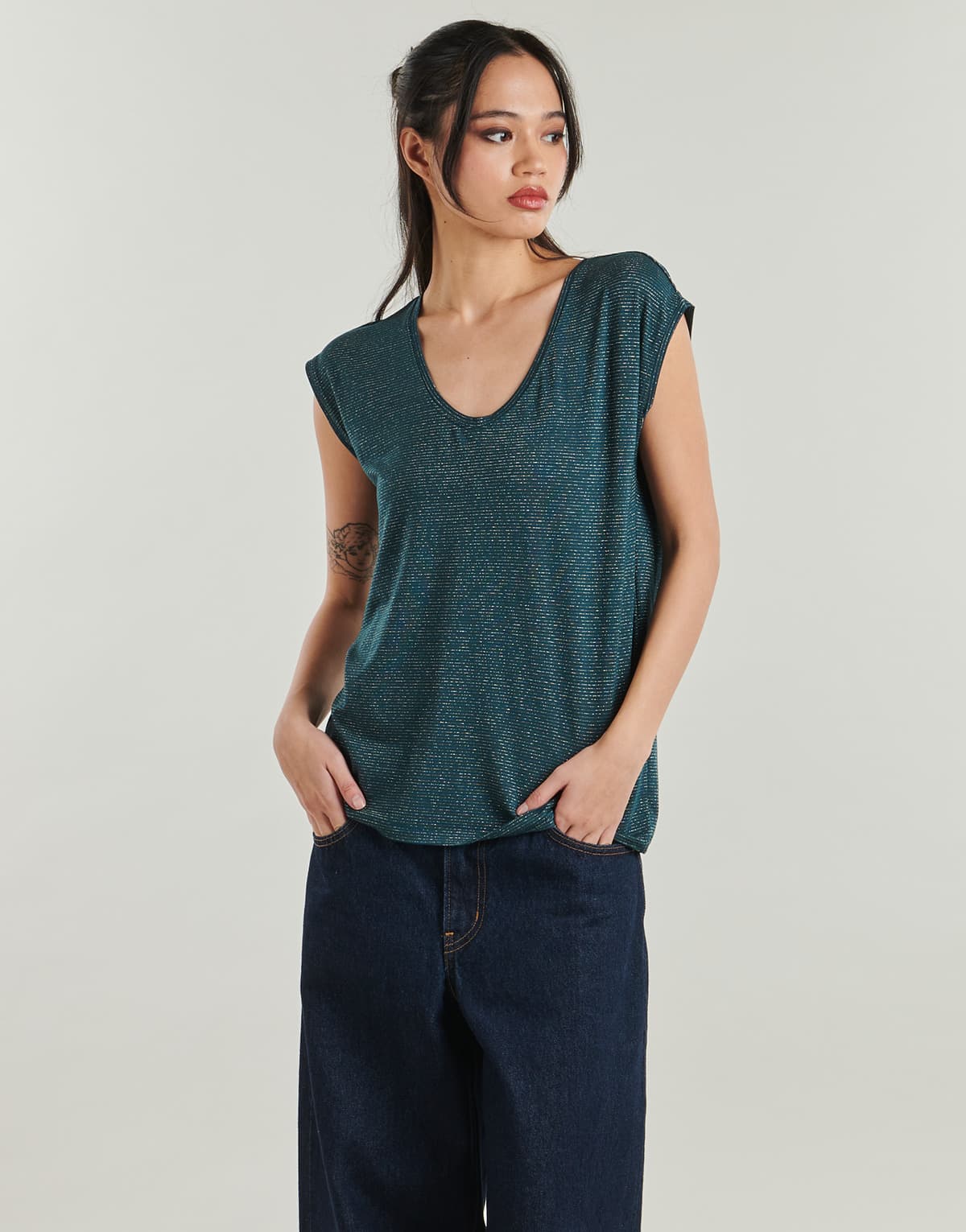 Women's T-Shirts Pieces Blue