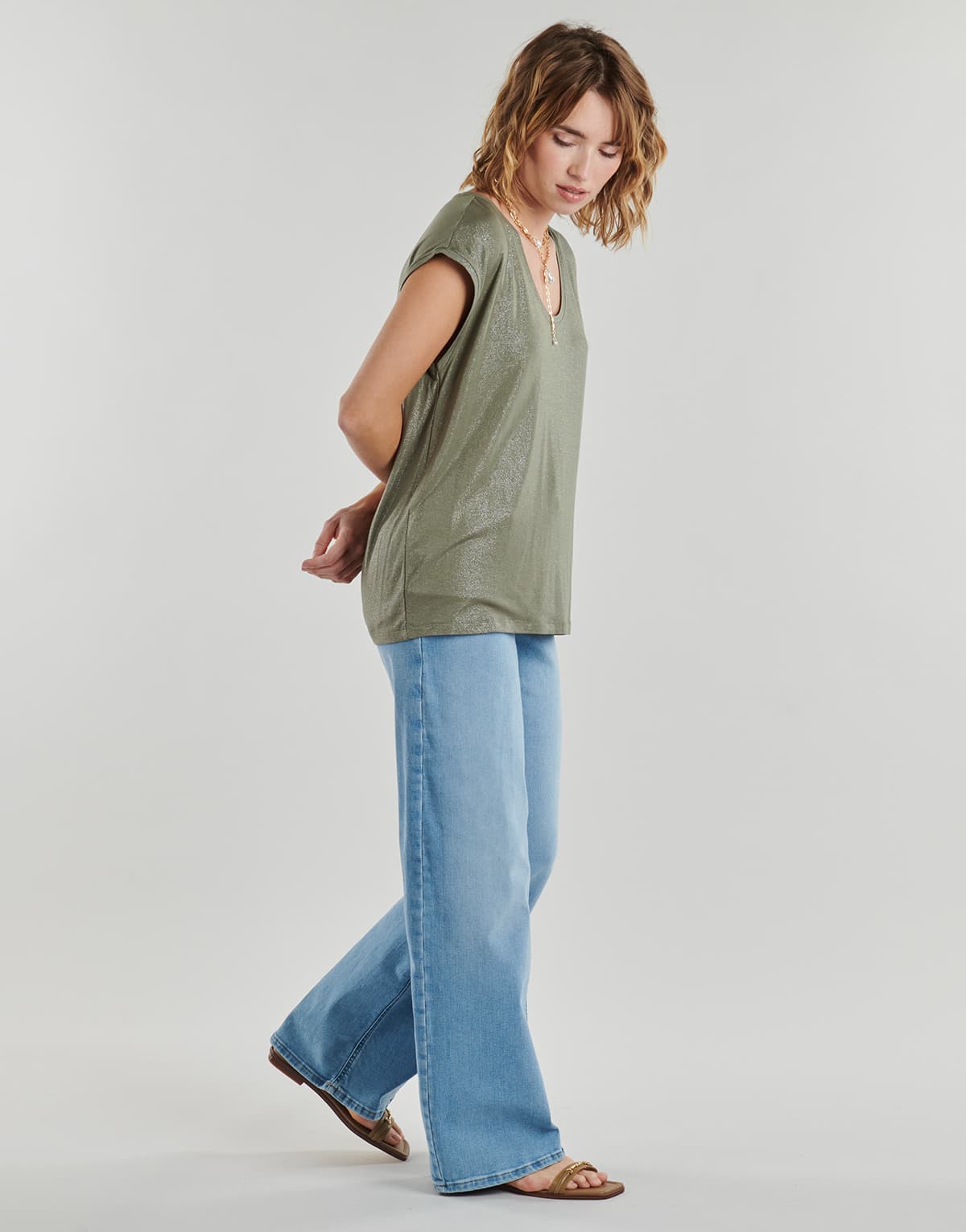 Women's T-Shirts Pieces Khaki