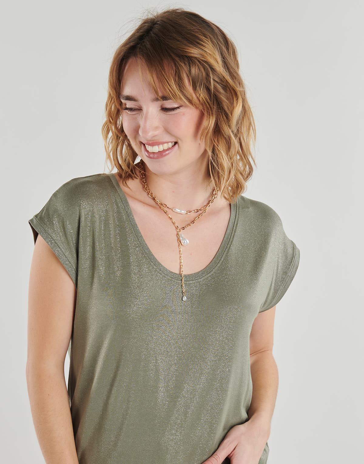 Women's T-Shirts Pieces Khaki