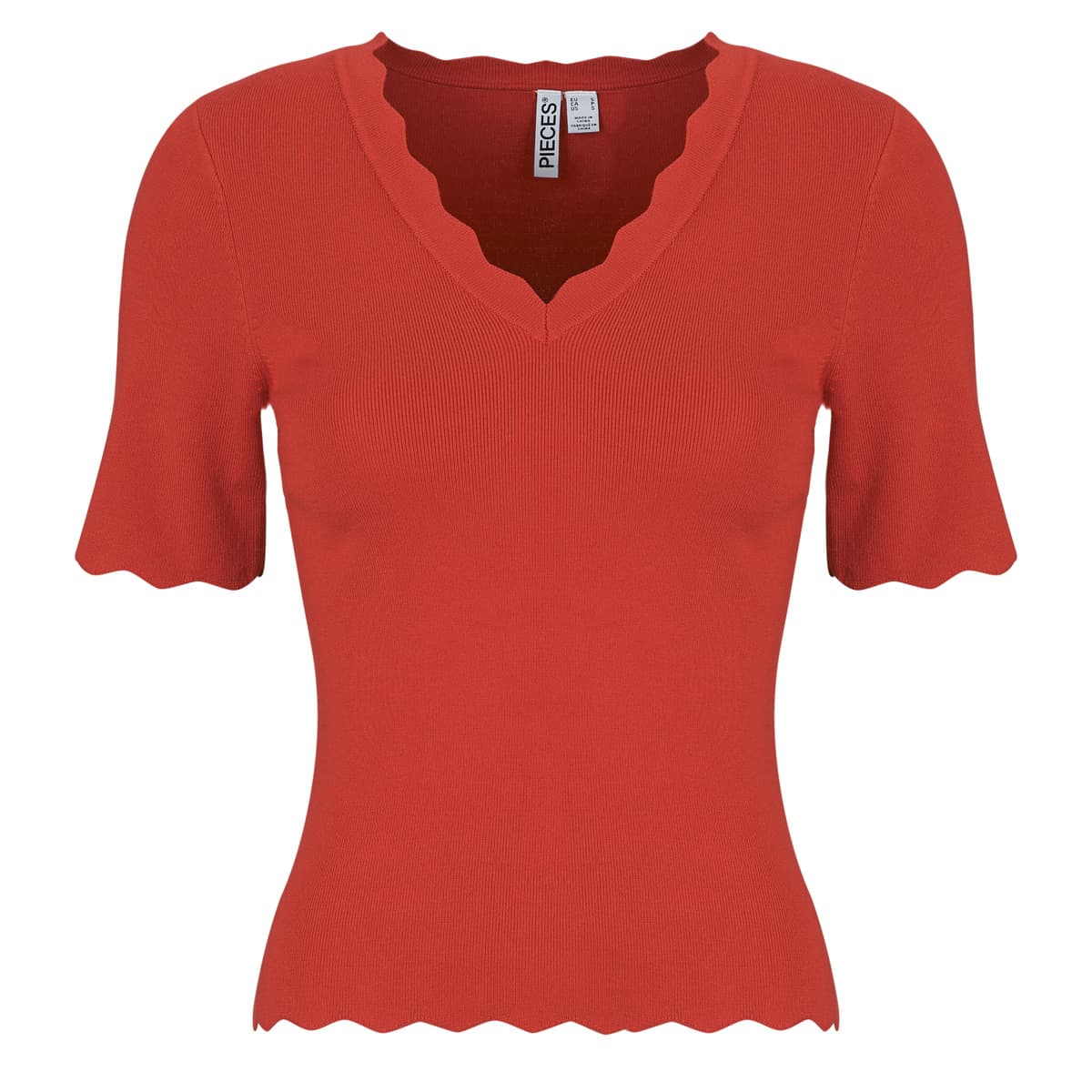 Μπλούζα Pieces PCJULINE SS V-NECK KNIT