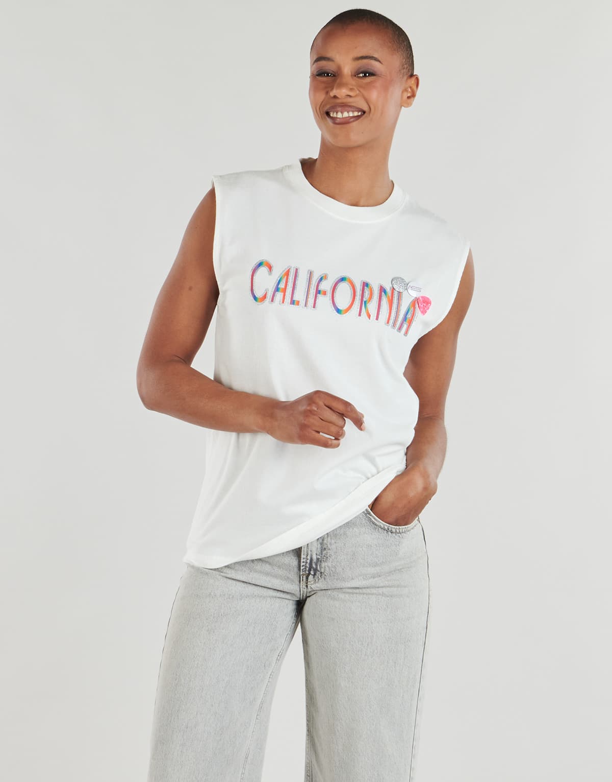 Women's Sleeveless Tops Newtone White