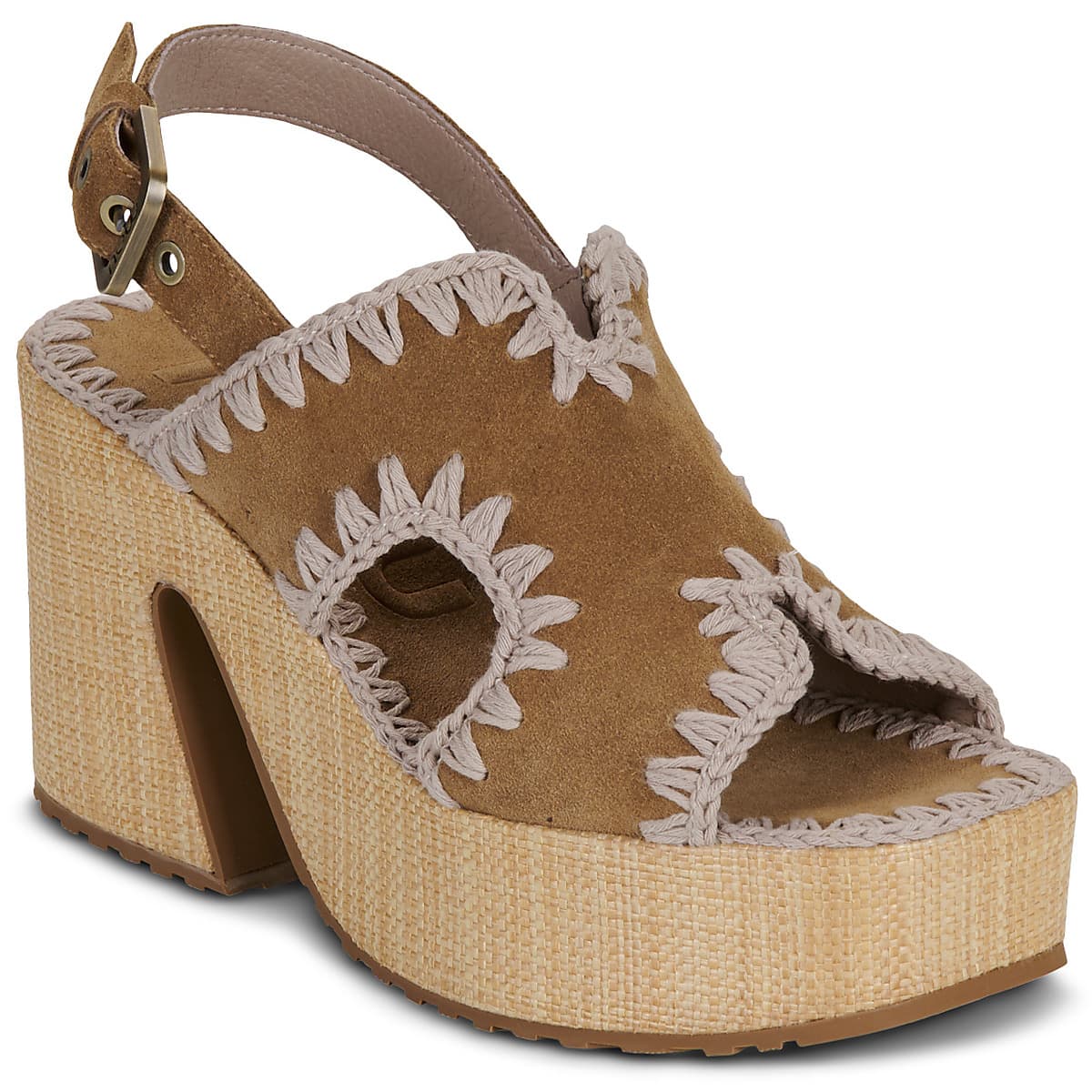 Σανδάλια με πλατφόρμα Mou RAFFIA PLATFORM BACK STRAP