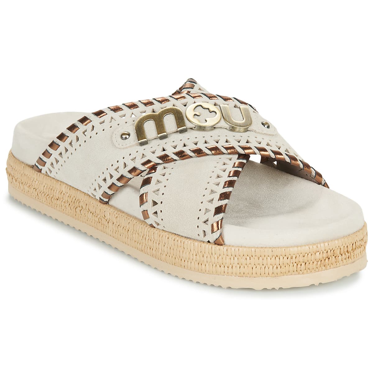 Mules Mou CRISS-CROSS SANDAL METAL STITCH