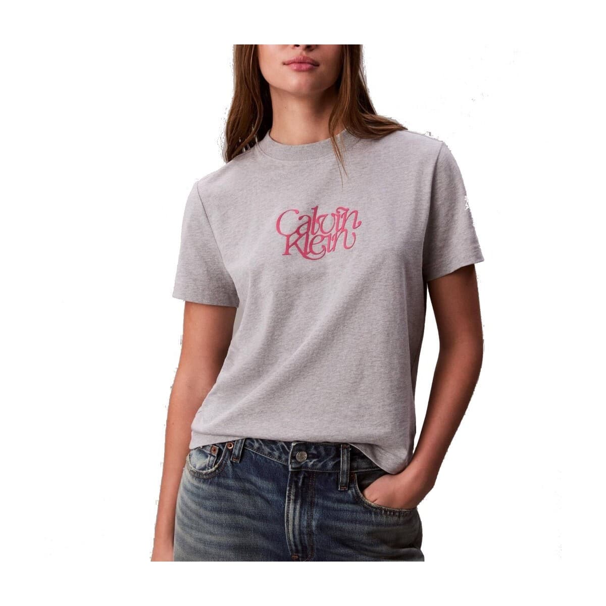T-shirt με κοντά μανίκια Calvin Klein Jeans Camisetas Mujer Modèle Ss Fitted Script Calvin