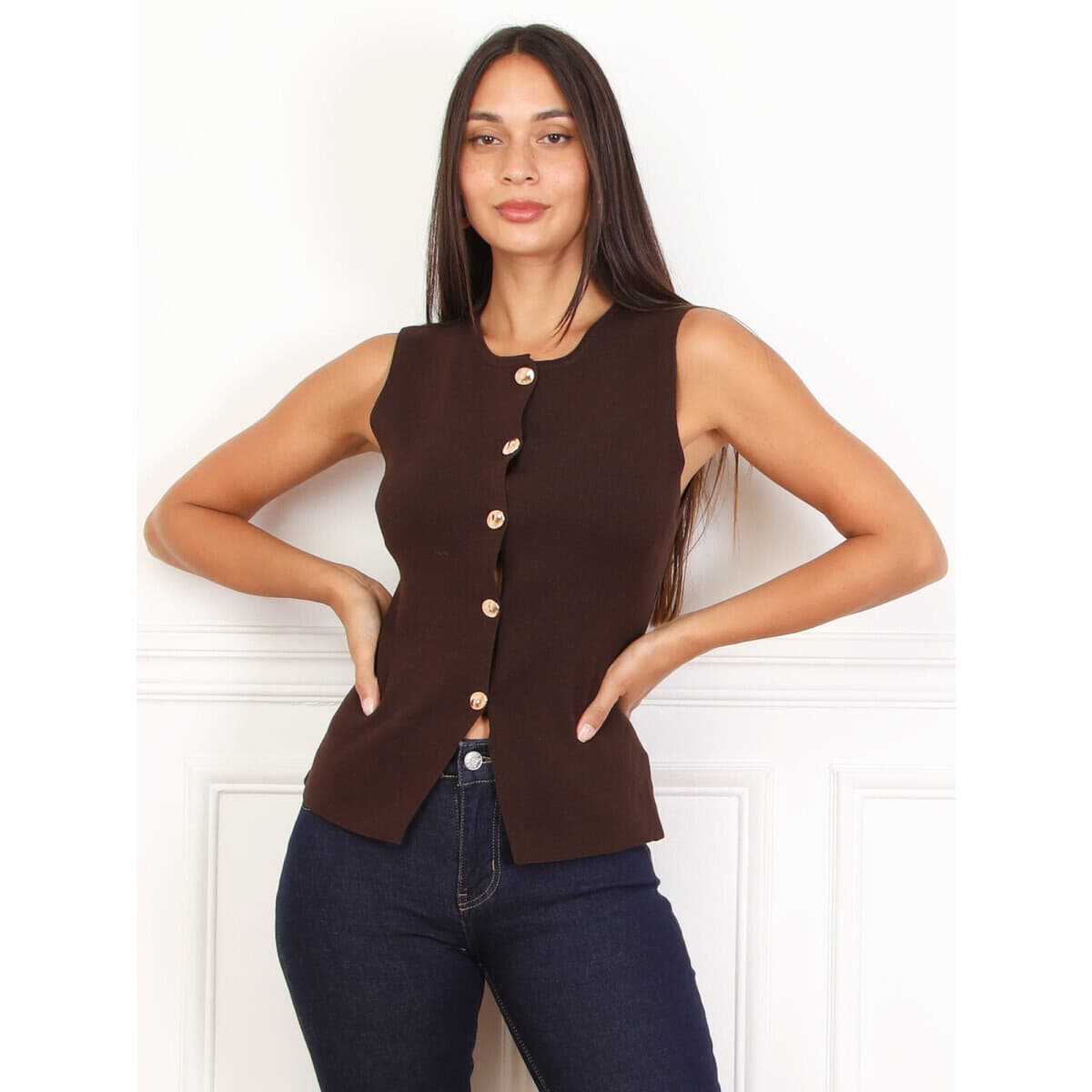 Women's Vests La Modeuse Brown