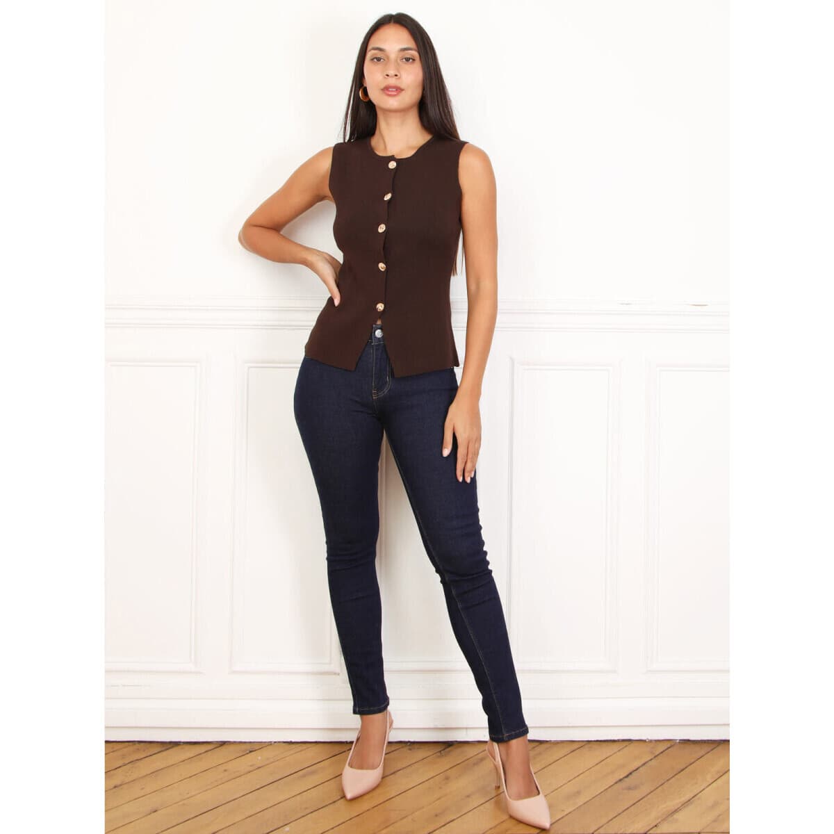 Women's Vests La Modeuse Brown