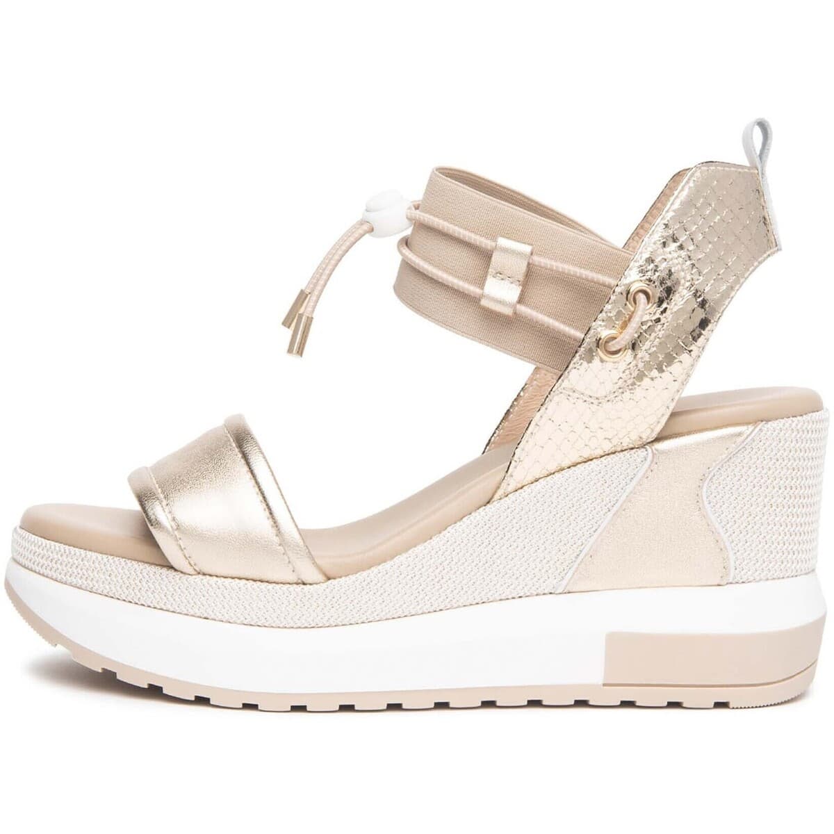 Σανδάλια με πλατφόρμα NeroGiardini Etoile Sand Blade Platino Loira Elastico Be