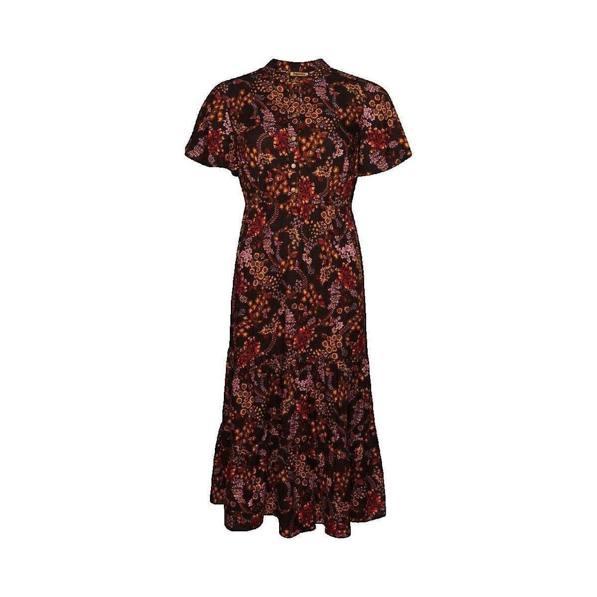 Μακριά Φορέματα Superdry Robe mi-longue imprimée à manches courtes et volants