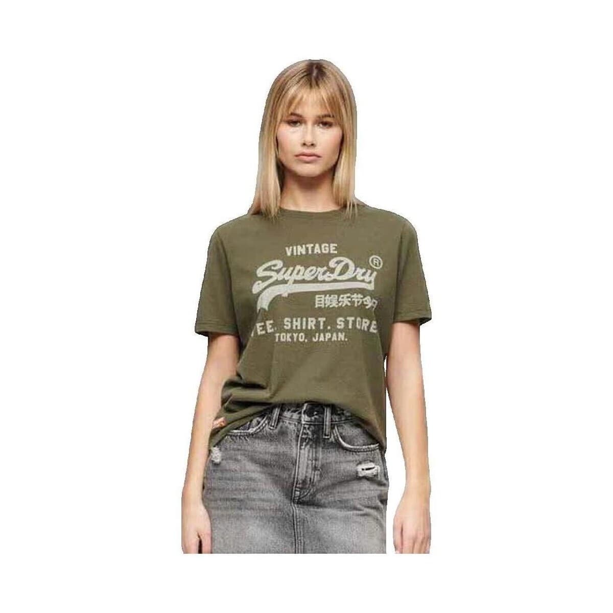 Women's T-Shirts Superdry Khaki