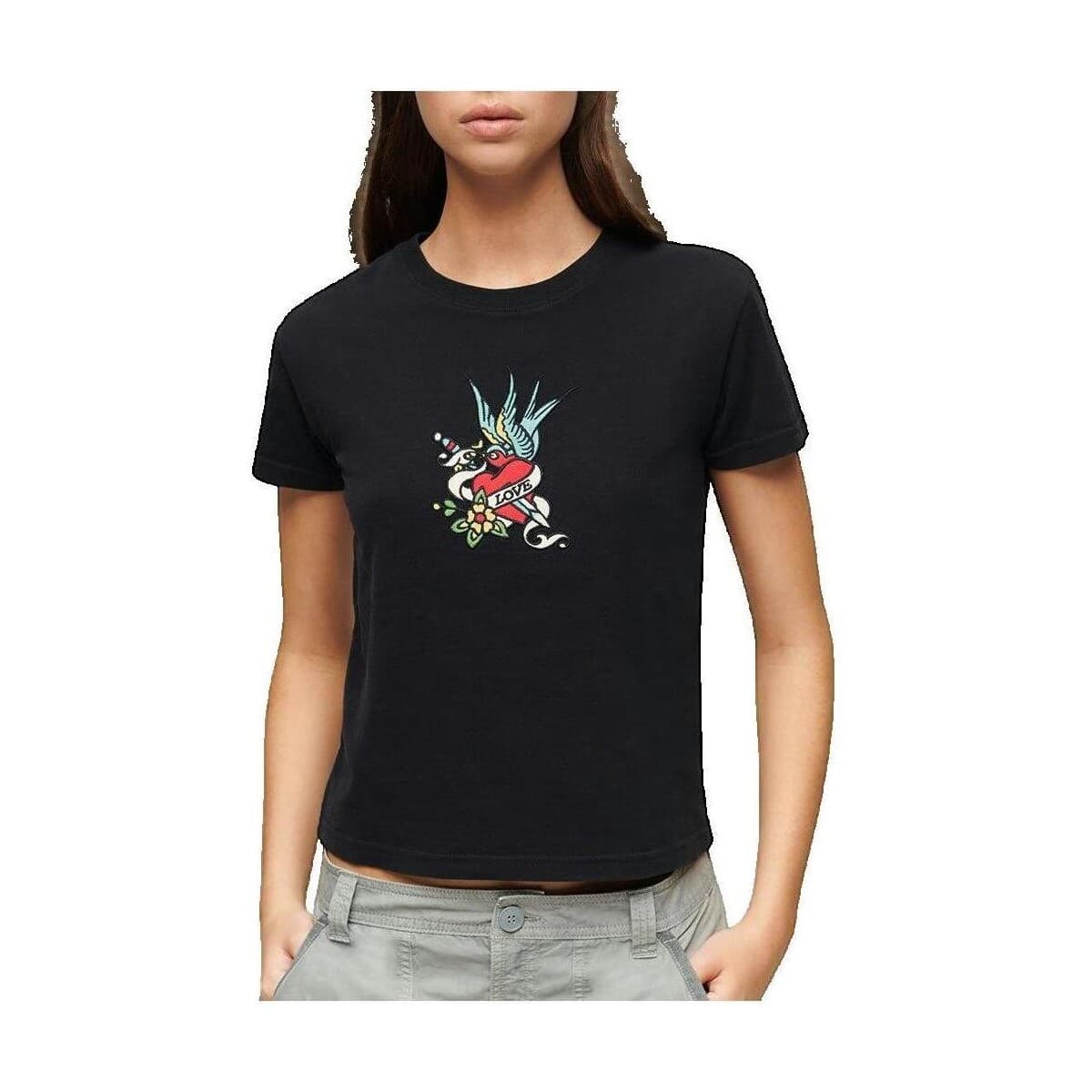 T-shirt με κοντά μανίκια Superdry T-shirt ajusté brodé Tattoo