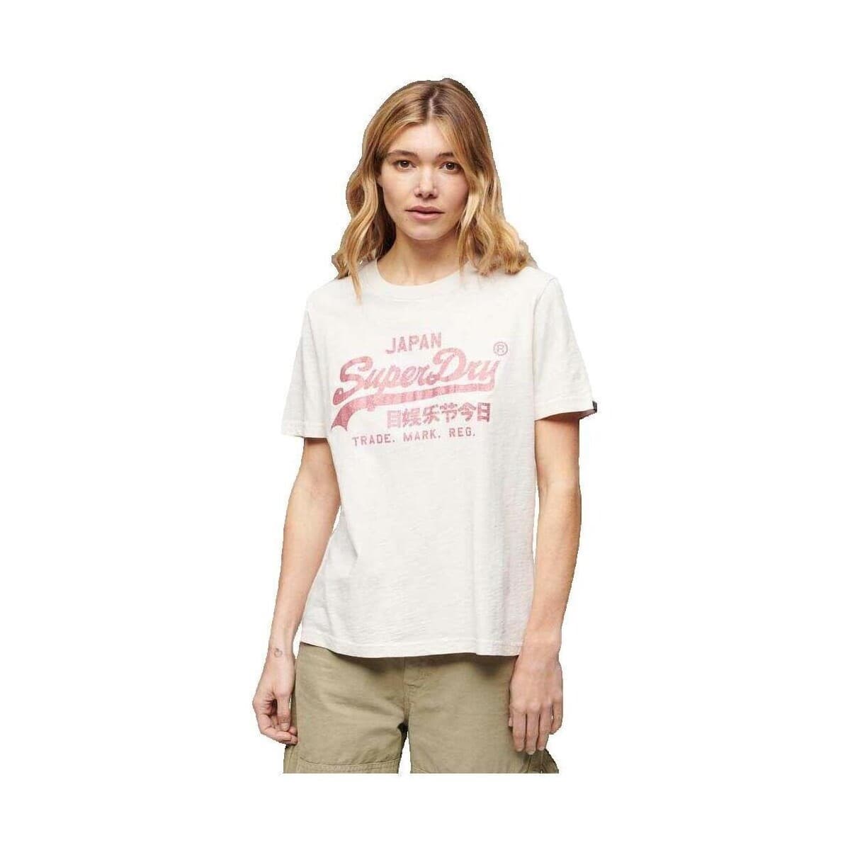 Women's T-Shirts Superdry Beige