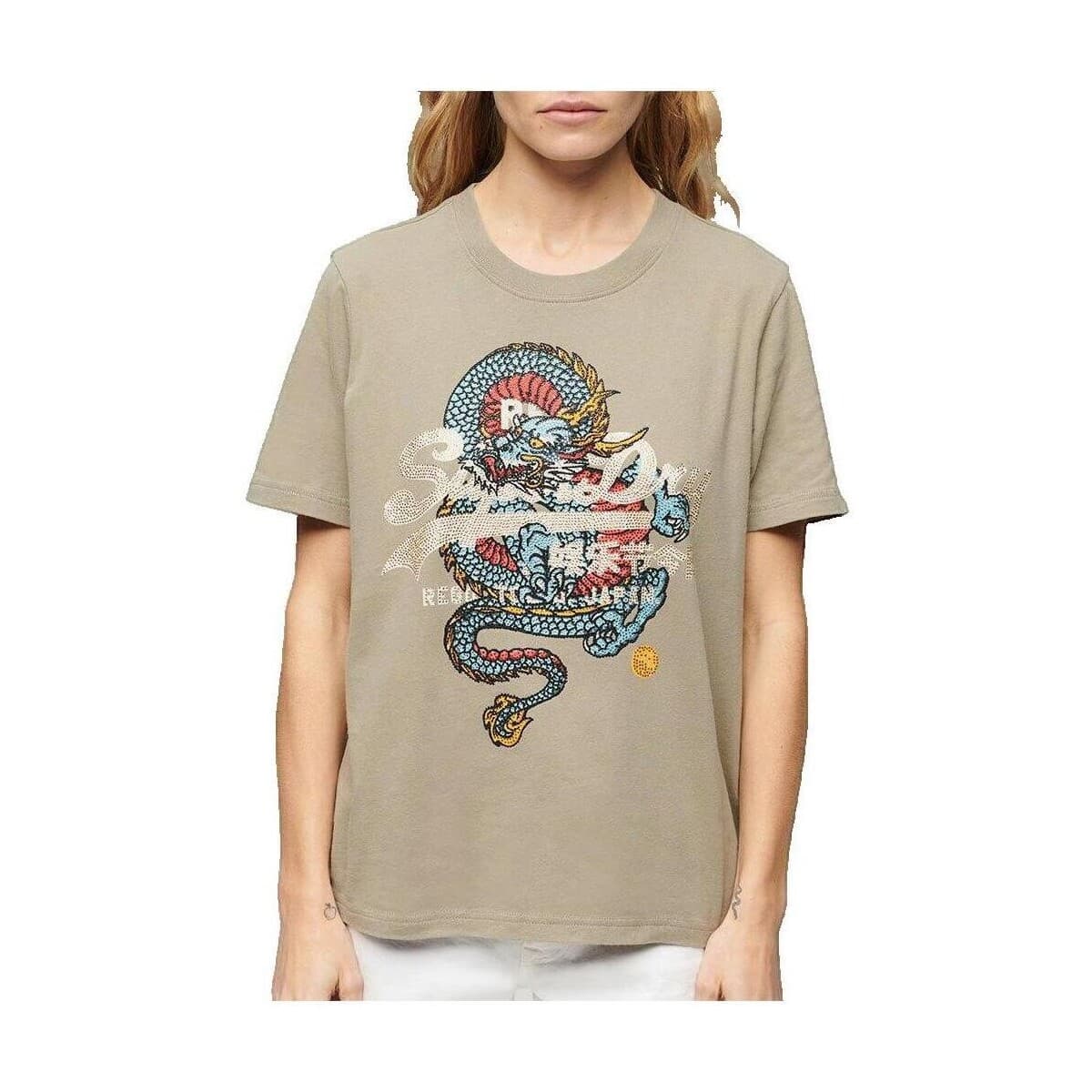 Women's T-Shirts Superdry Khaki