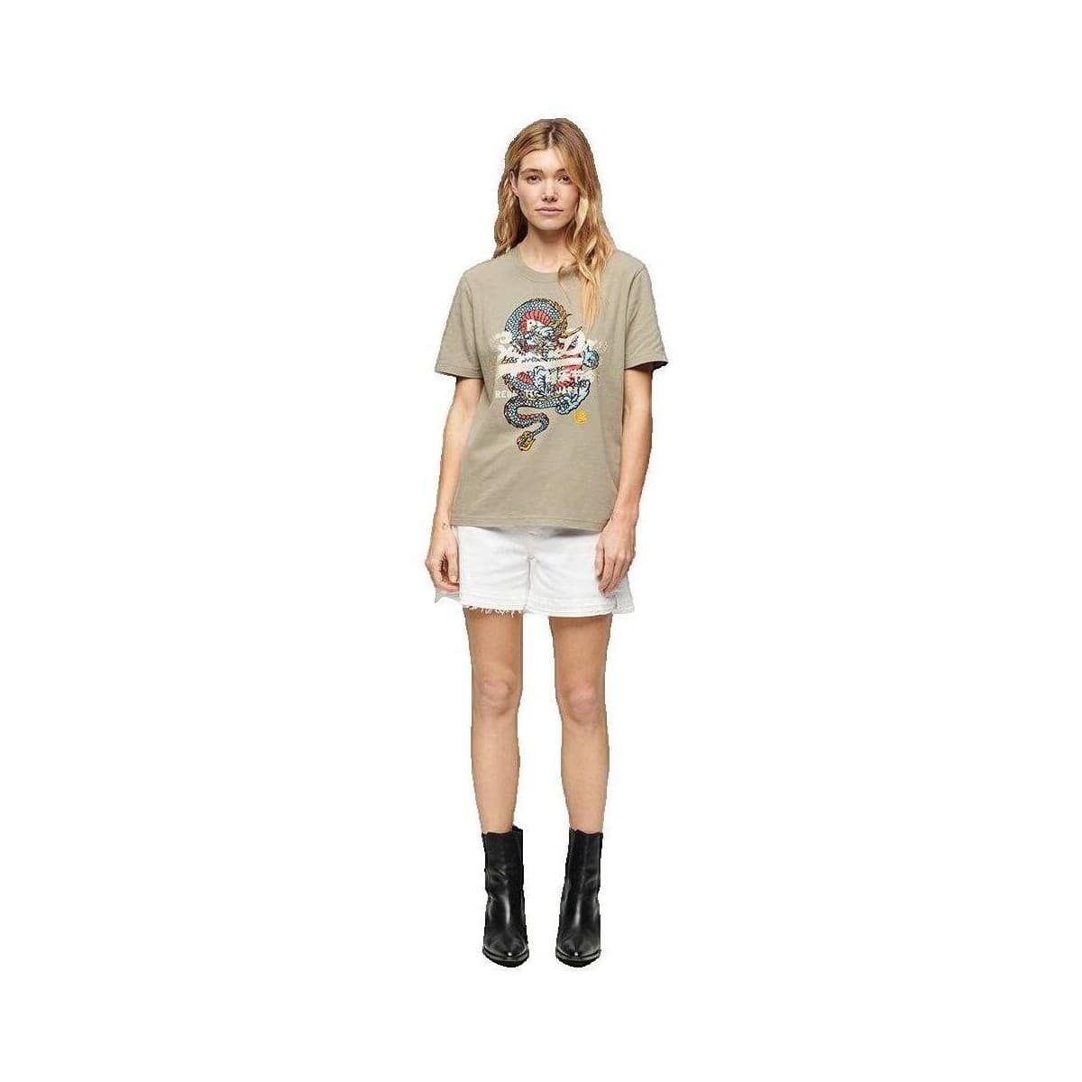 Women's T-Shirts Superdry Khaki