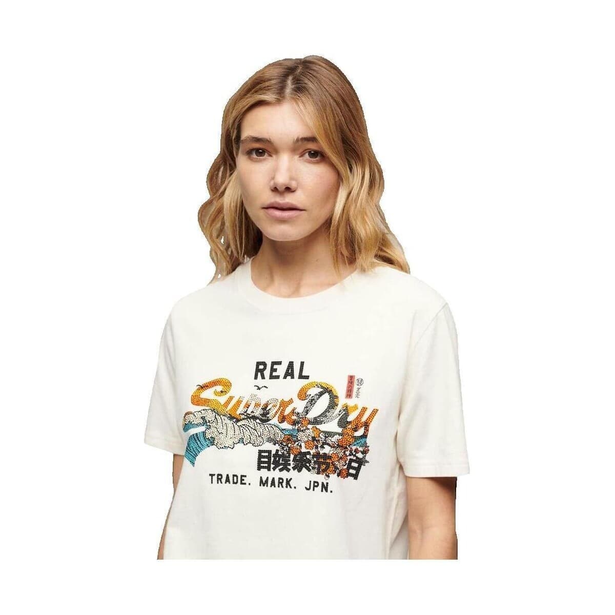 Women's T-Shirts Superdry Beige