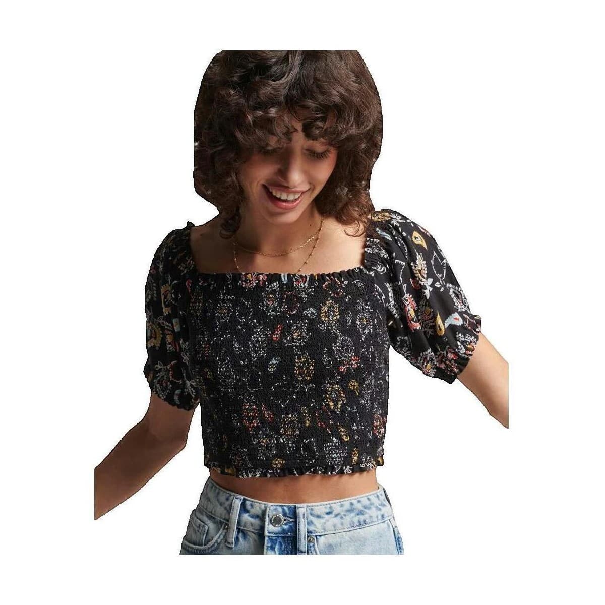 Μπλούζα Superdry T-shirt Ecovero Vintage coupe ample noir