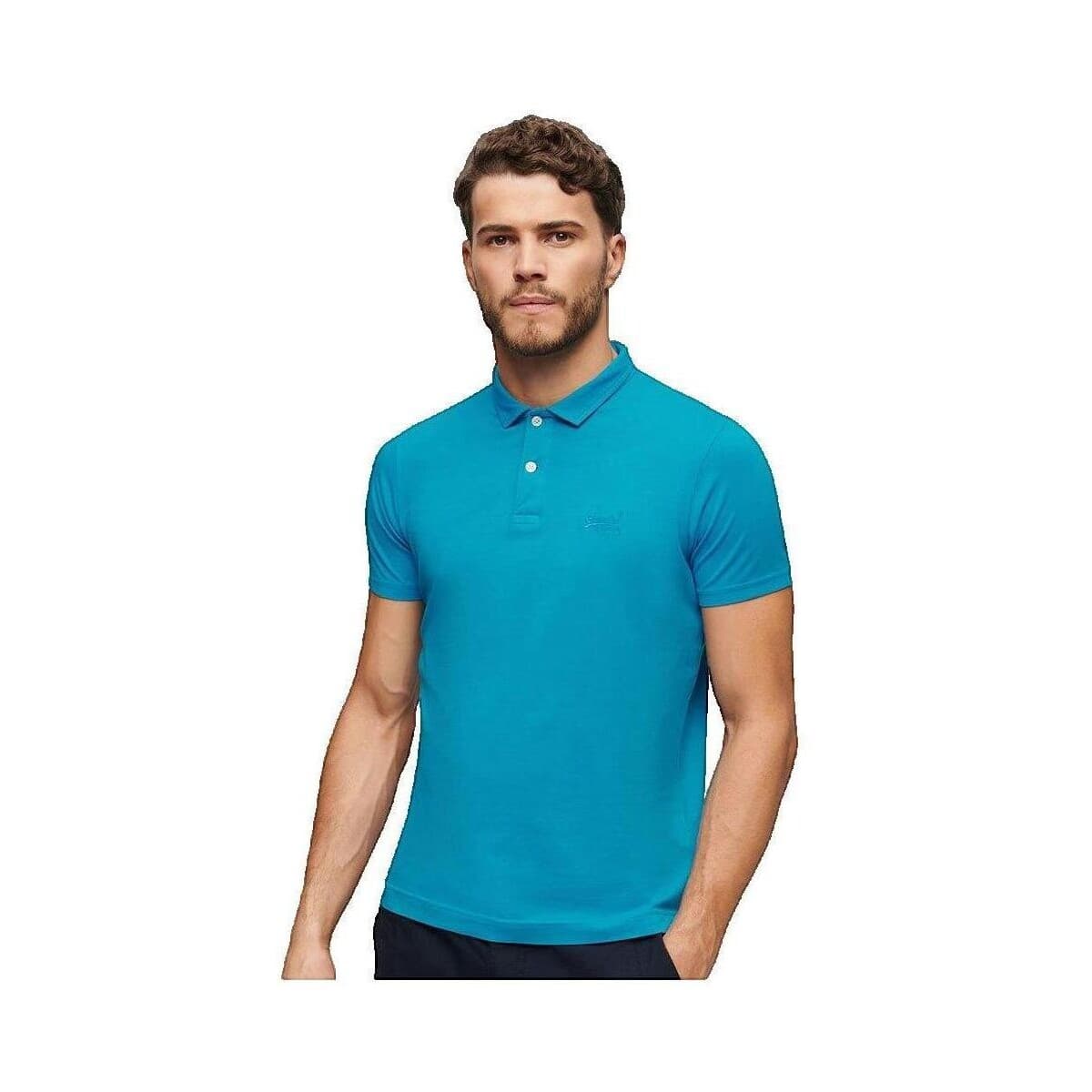 Πόλο με κοντά μανίκια Superdry Polo Essential Logo Neon bleu slim