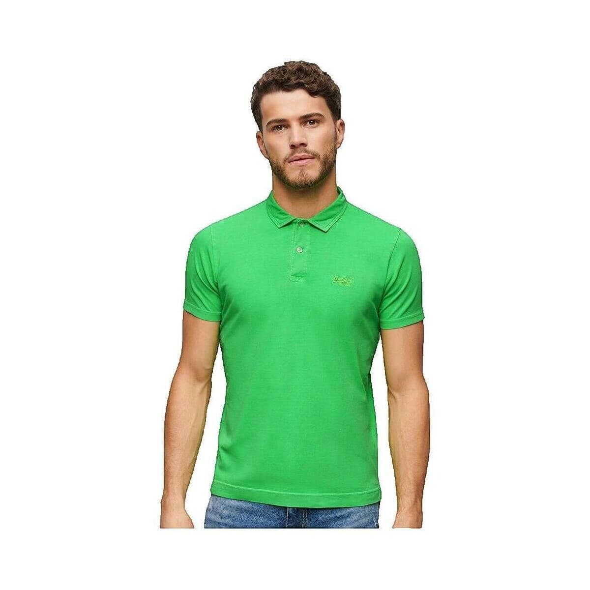 Πόλο με κοντά μανίκια Superdry Polo Essential Logo Neon bleu slim