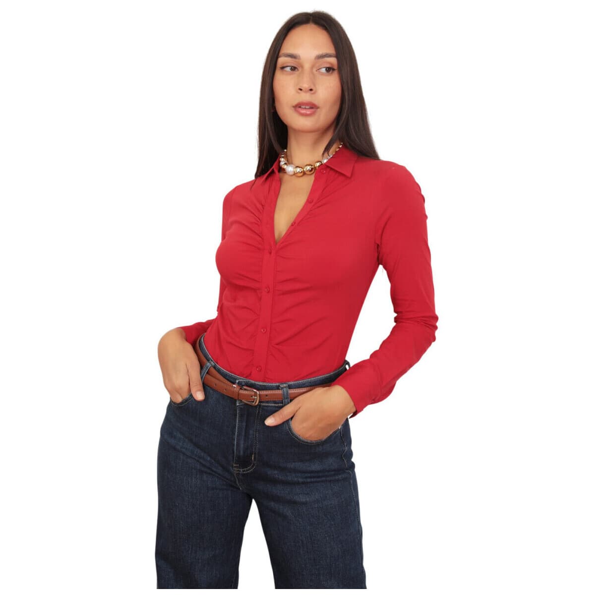 Πουκάμισο με μακριά μανίκια La Modeuse 48006_P83967