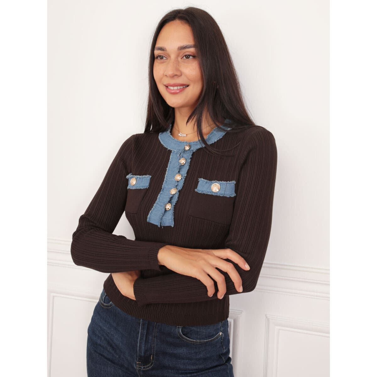 Women's Sweaters La Modeuse Brown