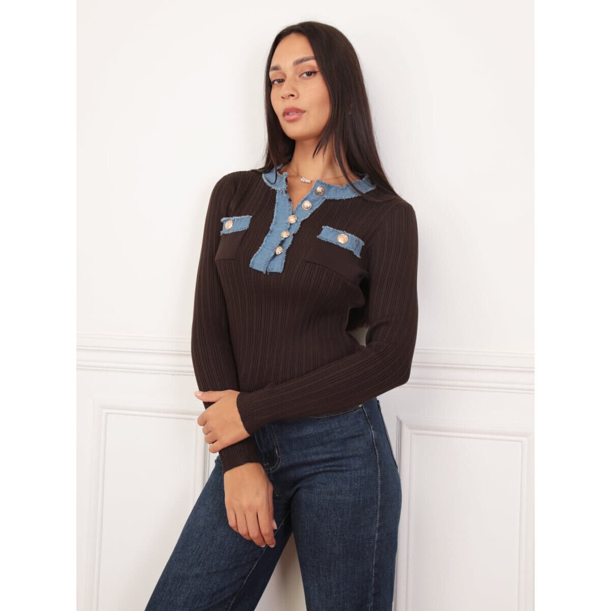 Women's Sweaters La Modeuse Brown