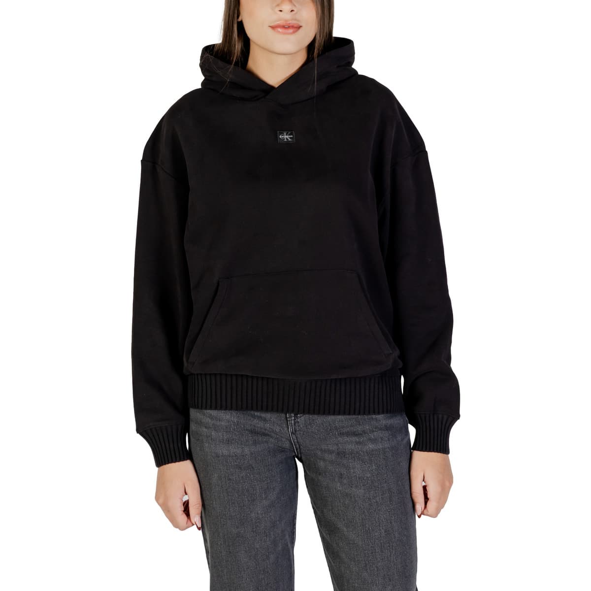 T-shirt με κουκούλα Calvin Klein Jeans WOVEN LABEL PEACHED LV047D232G