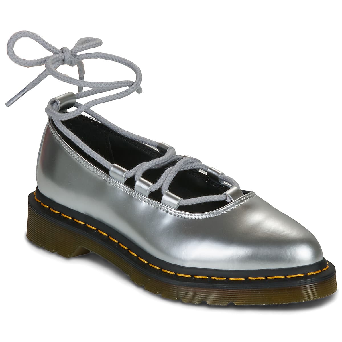 Μπαλαρίνες Dr. Martens Elphie II Lace Up Silver Metallic Patent Lamper